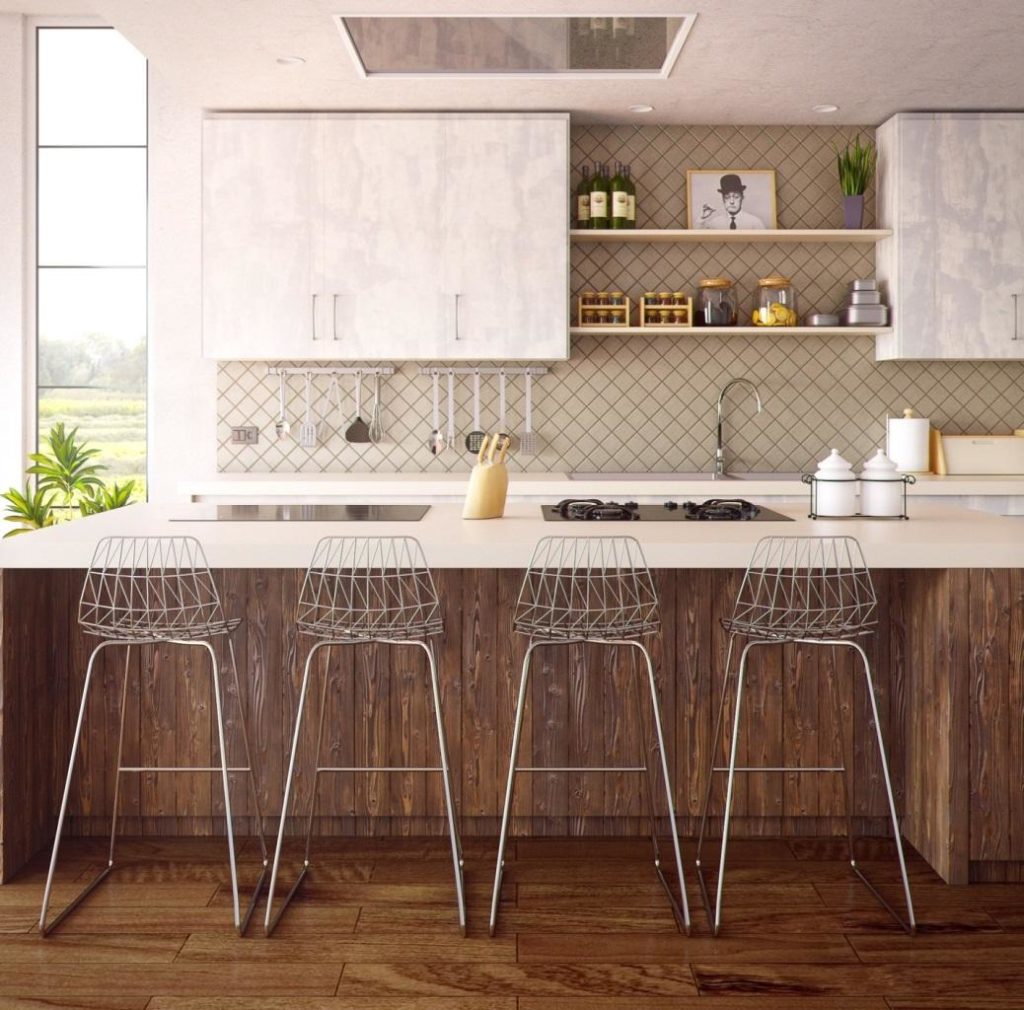 kitchen counter and chairs