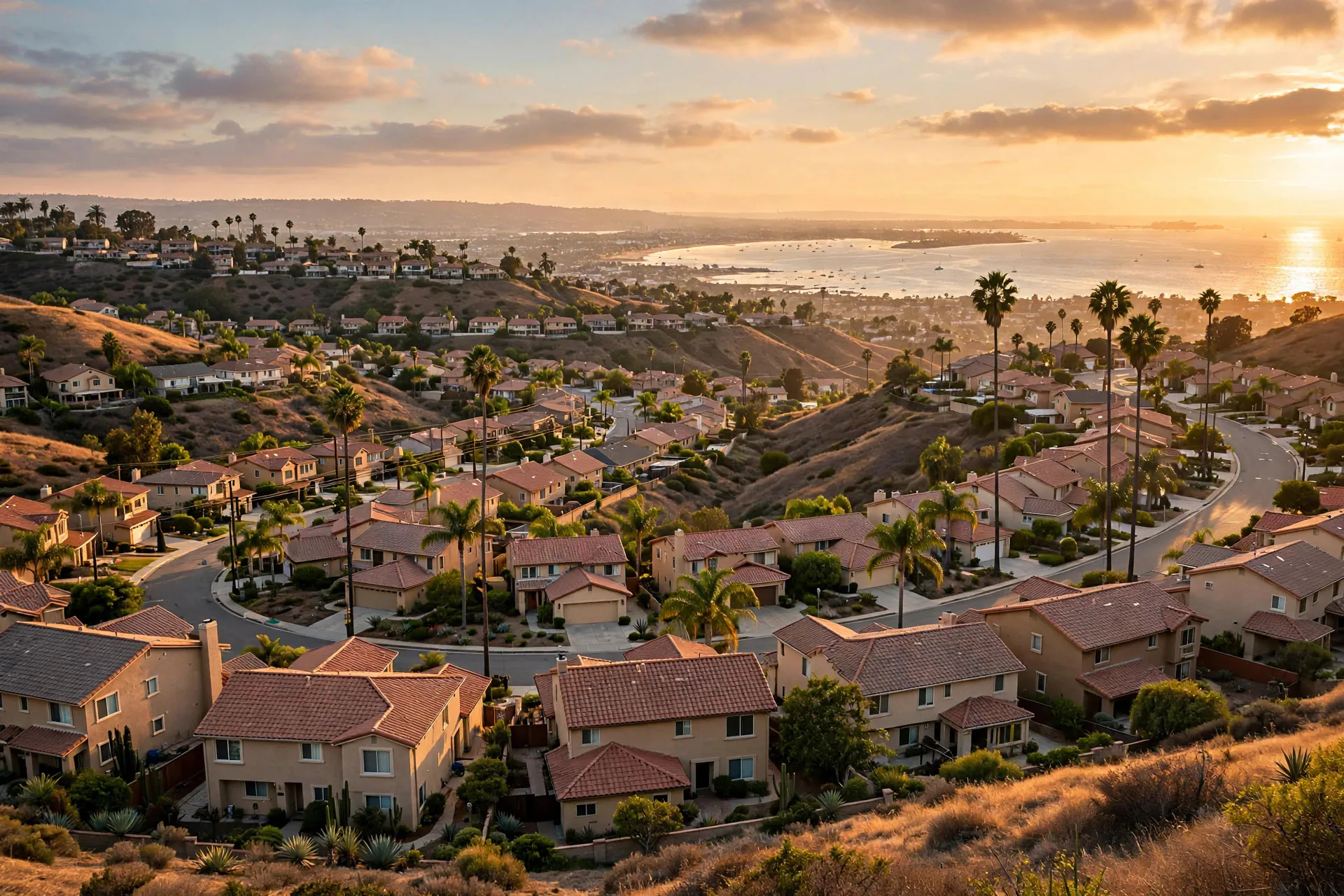 Chula Vista neighborhood at sunset — vacation rental management in Chula Vista, CA by Skye Management