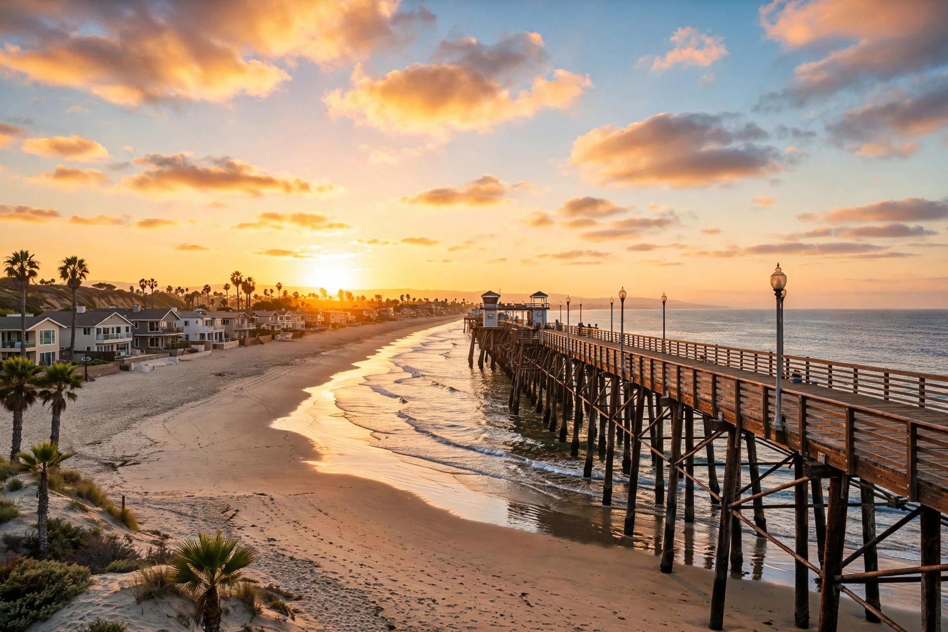 Oceanside pier at sunset — vacation rental management in Oceanside, CA by Skye Management