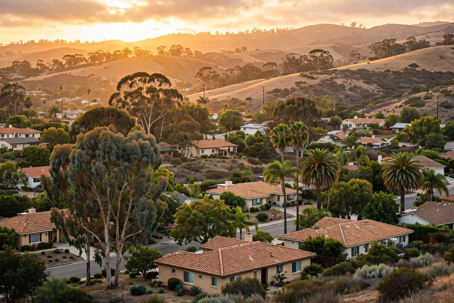 Vista neighborhood at golden hour — vacation rental management in Vista, CA by Skye Management
